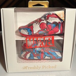 Freshly picked baby mocs. Size 3. Spider-Man design!